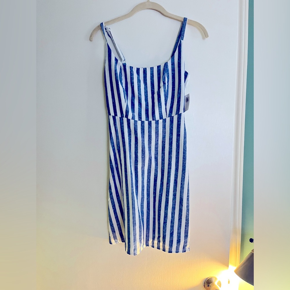Blue and white striped comfy dress